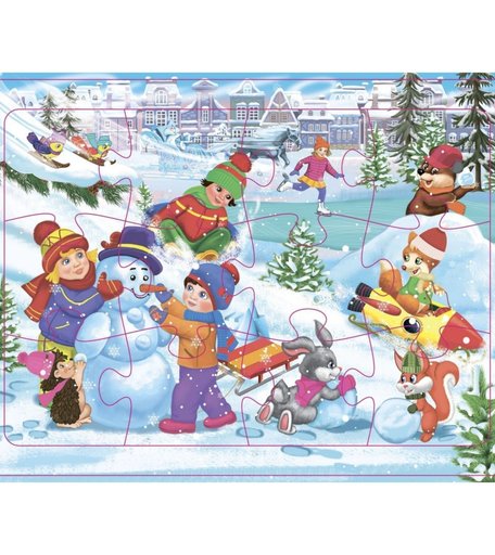 Пазл Издательство Учитель Пазл из полистирола Зимние забавы: 12 деталей