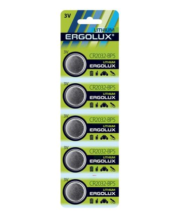 Батарейки ERGOLUX Литиевые, CR2032/5004LC 5