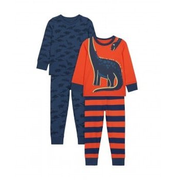 Пижамы "Динозавры", 2 шт., синий, оранжевый