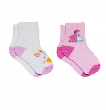 Носки детские "Жирафики", 2 пары, розовый, белый