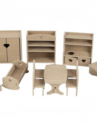 Детская 1 Комплект мебели без окрашивания для кукол 15-20 см