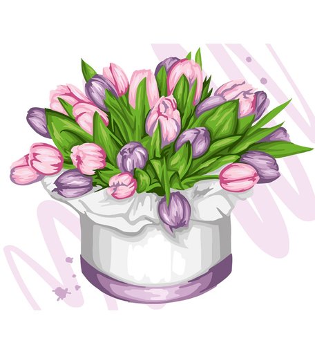 Набор для раскрашивания по номерам ФРЕЯ Нежные тюльпаны