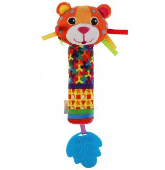 Текстильная игрушка погремушка-пищалка "Леопард" с прорезывателем Умка