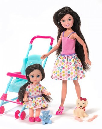 Funky Toys Кукла Мила 23 см с куклой Вики 12 см в коляске и с собачкой
