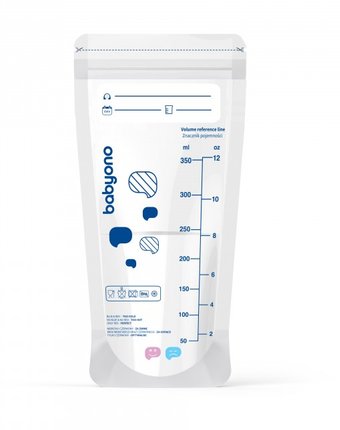 Миниатюра фотографии Babyono пакеты для хранения грудного молока с индикатором 350 мл 20 шт.