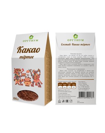Натуральная продукция ОРГТИУМ Какао тертое, 100 гр