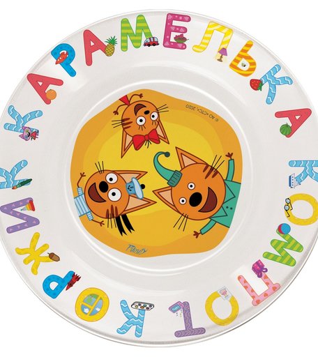 Тарелка Priority Три кота Цифры/Буквы, с 3 лет