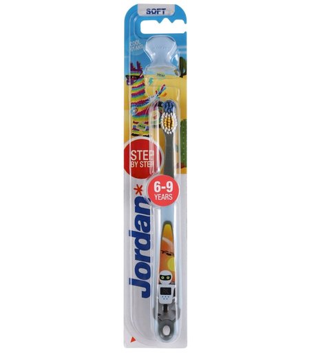 Зубная щетка JORDAN Step by Step 6-9, мягкая, робот, с 6 лет