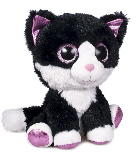 Мягкая игрушка Fancy Глазастик котик 15 см цвет: черный+белый
