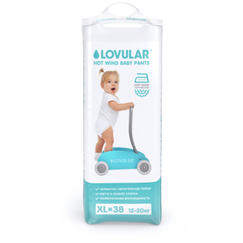 Трусики-подгузники LOVULAR HOT WIND, XL 12-20 кг, 38 шт.