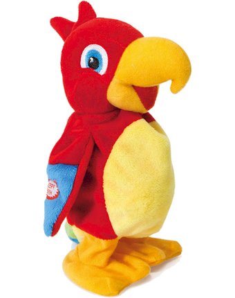 Интерактивная мягкая игрушка Trinity Попугай 20 см цвет: красный