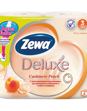 Туалетная бумага Zewa 2-х слойная персик Delux, 4 шт
