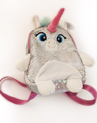 Миниатюра фотографии Мягкая игрушка button blue рюкзак единорог 24 см цвет: бежевый/серебро/розовый