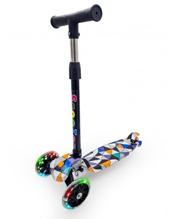 Миниатюра фотографии Трехколесный самокат funky toys с регулируемой ручкой свет 72 см s+s