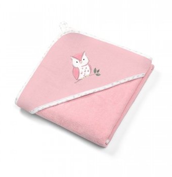 Полотенце велюровое с капюшоном BabyOno, 100 x 100 cм, розовый