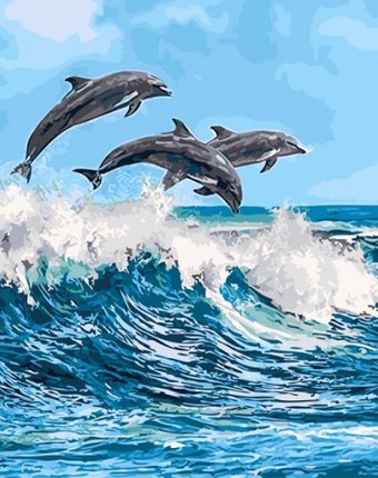 Paintboy Картина по номерам Дельфины 40х50 см