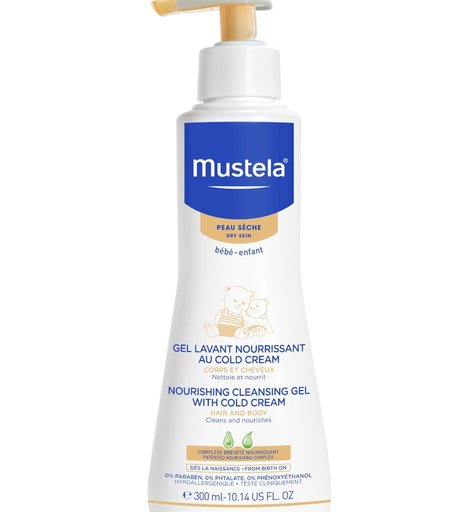 Питательный гель для купания с кольд-кремом Mustela, флакон с помпой, 300 мл