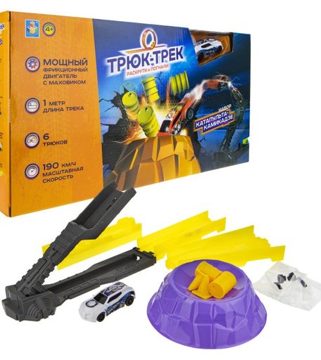 1 Toy Набор Трюк-трек Катапульта-камикадзе с машинкой и аксессуаром