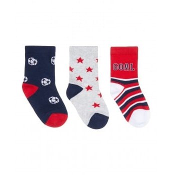 Носки "Футбол", 3 пары, синий, серый, красный