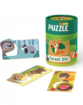 Mon Игровой набор Зоология для малышей Лесная жизнь: пазлы и карточки с заданиями