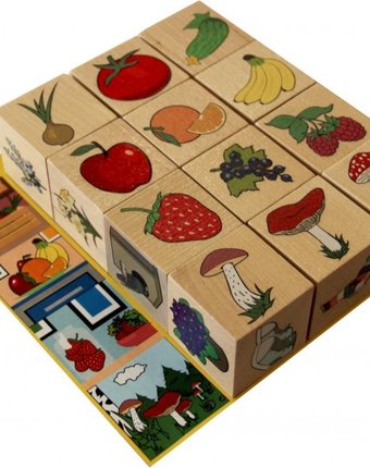 Миниатюра фотографии Деревянная игрушка краснокамская игрушка кубики окружающий мир