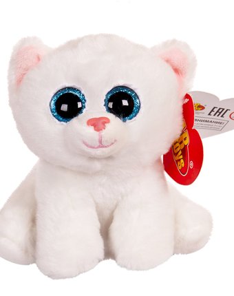 Мягкая игрушка Abtoys Котенок белый с голубыми глазками 15 см