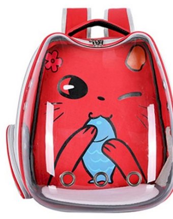 Миниатюра фотографии Рюкзак super01 красная для кошек и котят, 34х28х40