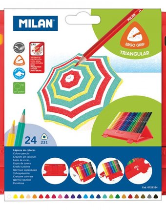 Milan Карандаши 231 24 цвета пластиковый пенал