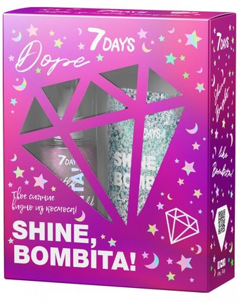 Миниатюра фотографии 7days подарочный набор shine, bombita! dope: гель-глиттер для волос и мерцающий мист