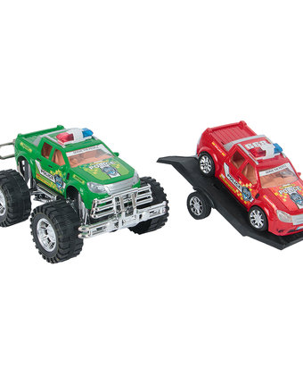 Миниатюра фотографии Игровой набор игруша машина с прицепом и автомобилем, красная/зеленая