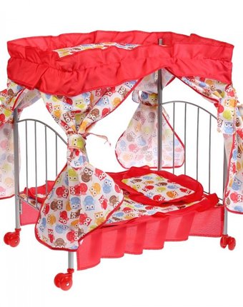 Кроватка для куклы Карапуз с балдахином, подушкой, матрасом и одеялом