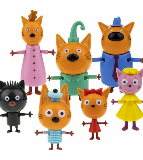 Набор Три кота Коржик, Карамелька, Компот, Мама, Папа, Сажик, Лапочка