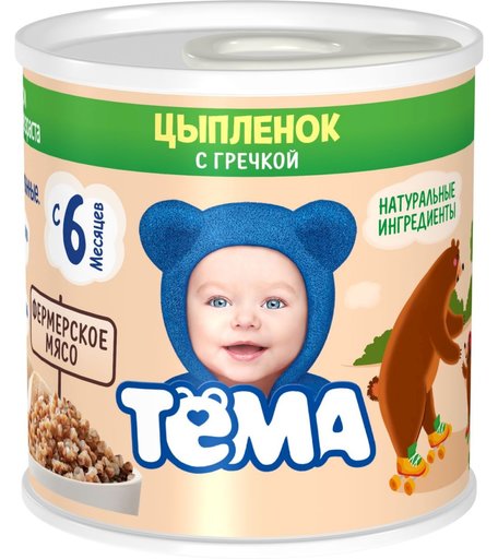 Пюре Тема цыпленок с гречкой, с 6 месяцев, 100 г