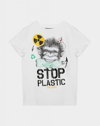 Миниатюра фотографии Футболка stop plastic для мальчика gulliver