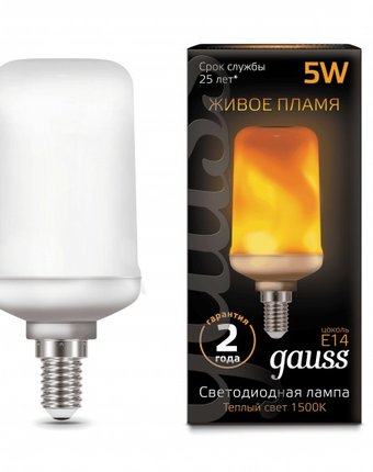 Светильник Gauss Лампа LED T65 Flame 5W E14 20-80 Lm 1500K