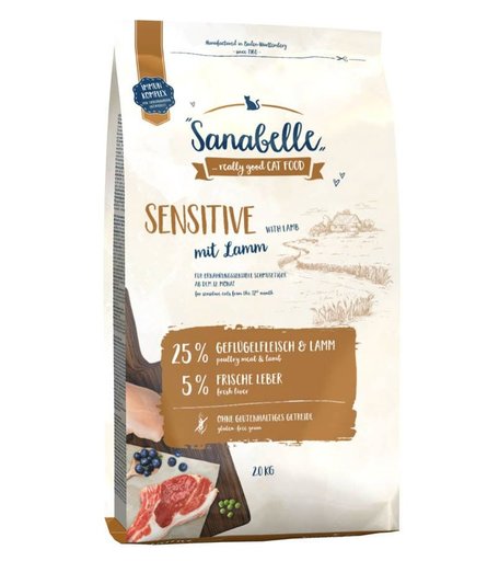 Сухой корм Sanabelle Sensitive для взрослых кошек с ягненком, 2 кг
