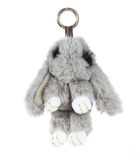 Брелок-подвеска Lemon Tree - Зайка с Ресничками Меховой (Серый), 18 см
