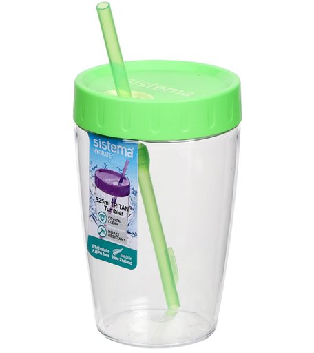 Sistema, Стакан с трубочкой 525мл Hydrate, зеленый