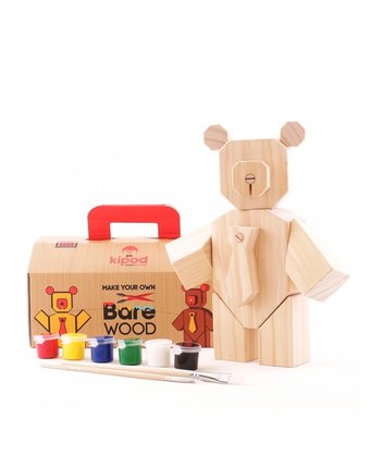 Kipod Toys Деревянный набор Собери медведя с красками