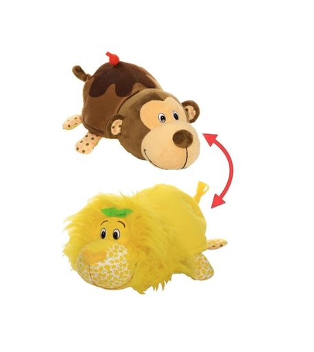 Игрушка-вывернушка 1Toy Ням-Ням Лев-Мартышка 35 см цвет: коричневый/желтый