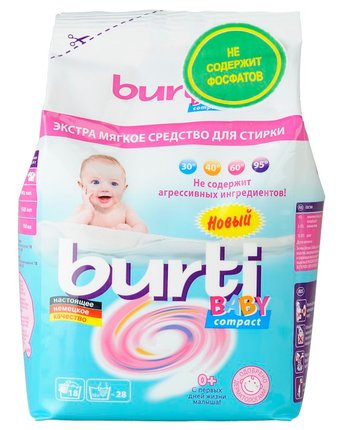 Миниатюра фотографии Концентрированный стиральный порошок burti compact baby для детского белья 0.9кг