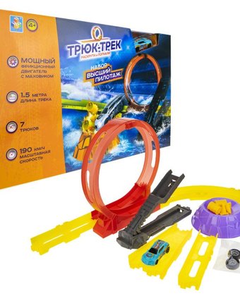 1 Toy Набор Трюк-трек Высший пилотаж с машинкой и аксессуаром