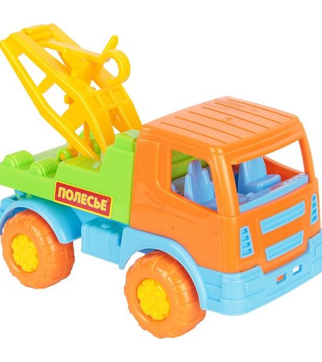 Эвакуатор Полесье Тёма (оранжевая кабина зеленая платформа) 17 см