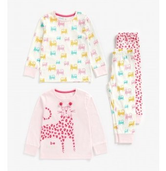 Пижамы "Леопардик", 2 шт., белый, розовый