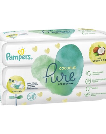 Салфетки Pampers «Pure Coconut» влажные детские, 126 шт
