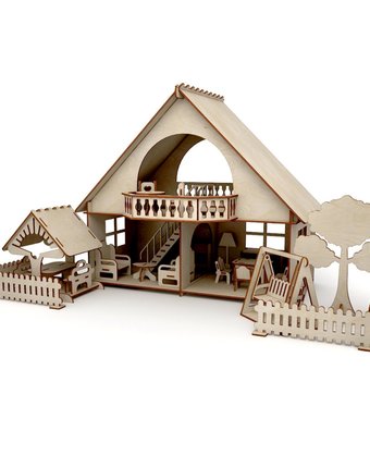 Миниатюра фотографии Дом для кукол хэппидом летний дом с беседкой и качелями 44 см
