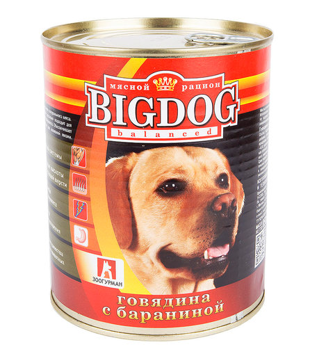 Влажный корм Зоогурман Big Dog, говядина/баранина, 850 г