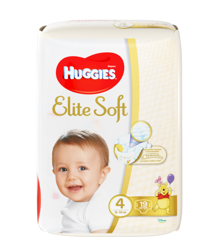 Подгузники Huggies Элит Софт 4 (8-14кг), 19 шт.