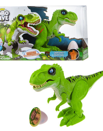 Интерактивный динозавр Robo Alive Робо-Тираннозавр со слаймом цвет: зеленый