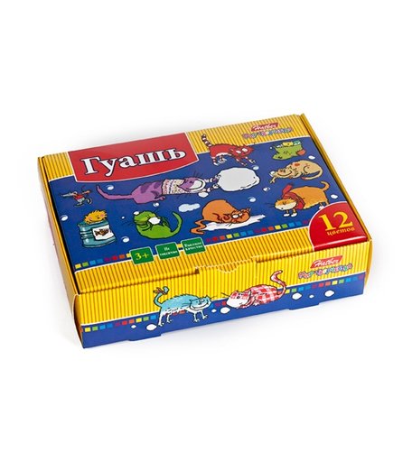 Гуашь Hatber Прикольные коты 12 цветов